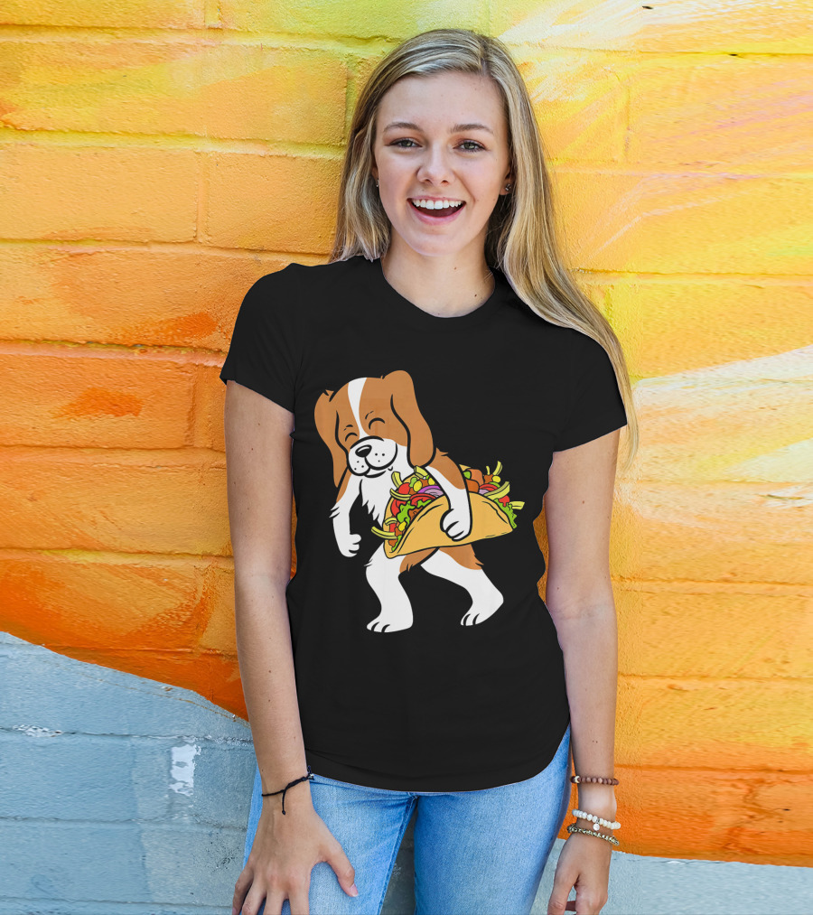 Cavalier King Charles Spaniel Carrying Taco With Vegetables T-Shirt