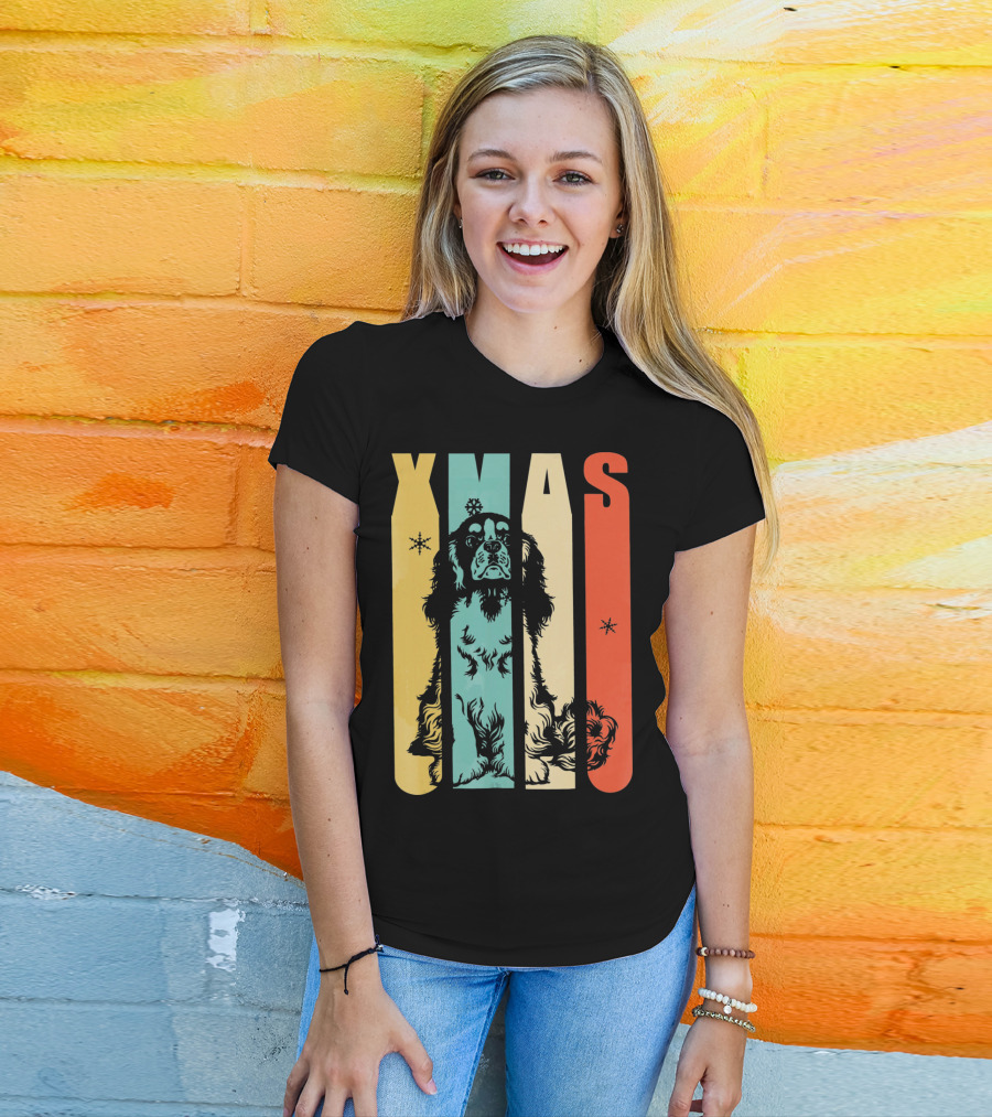 Xmas Cavalier King Dog Vintage T-Shirt