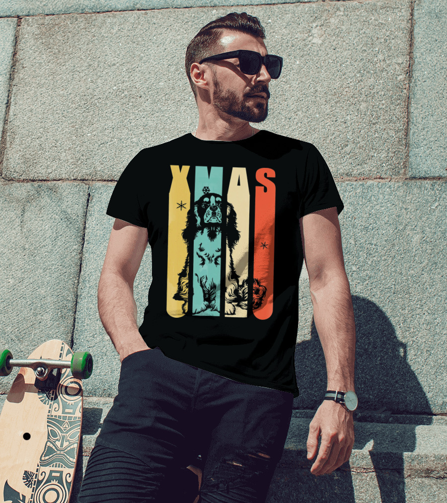 Xmas Cavalier King Dog Vintage T-Shirt