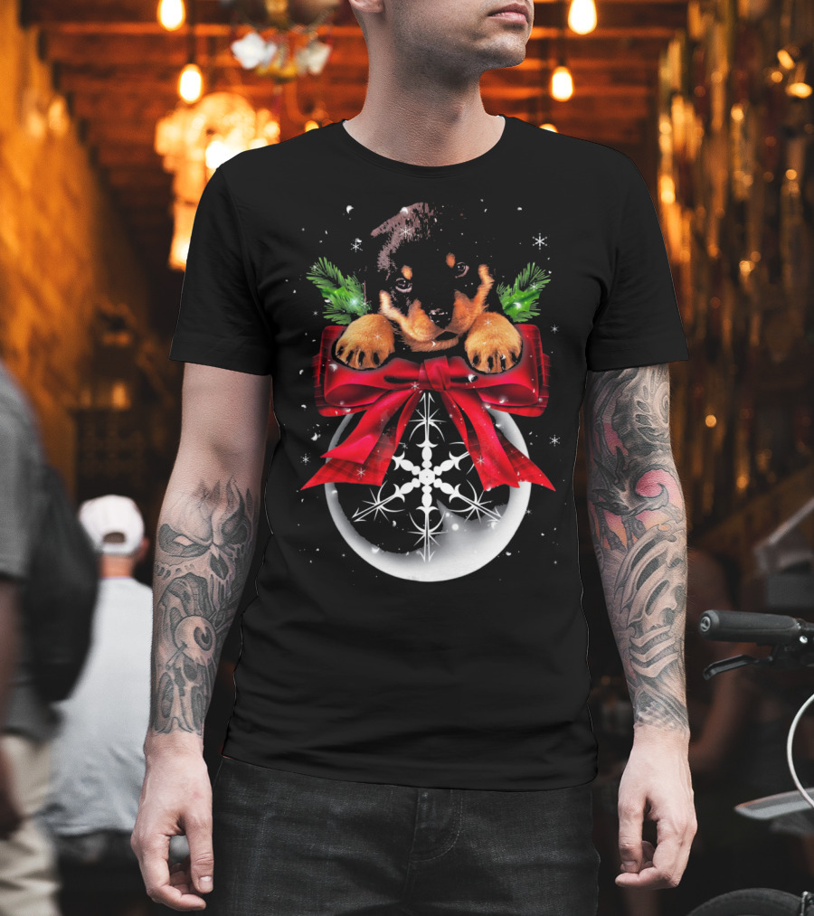 Rottweiler Puppy Christmas Bauble Snowflake Noel T-Shirt