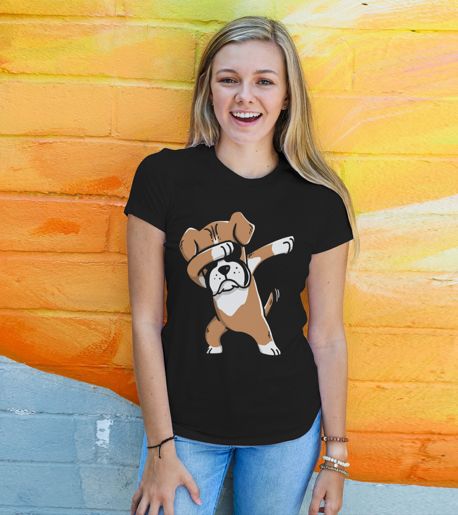 Dab Boxer Dog Hooded Boxer Dab Pose Dog T-Shirt