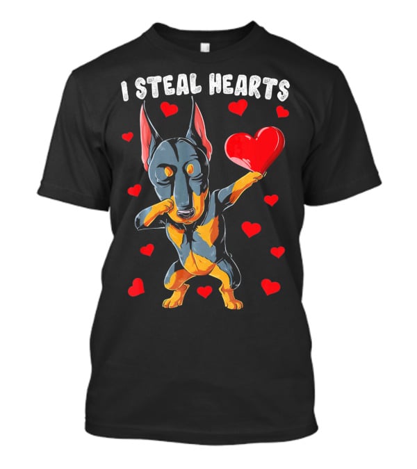 Dabbing Doberman I Steal Hearts Cute Heart-Loving Dogs T-Shirt