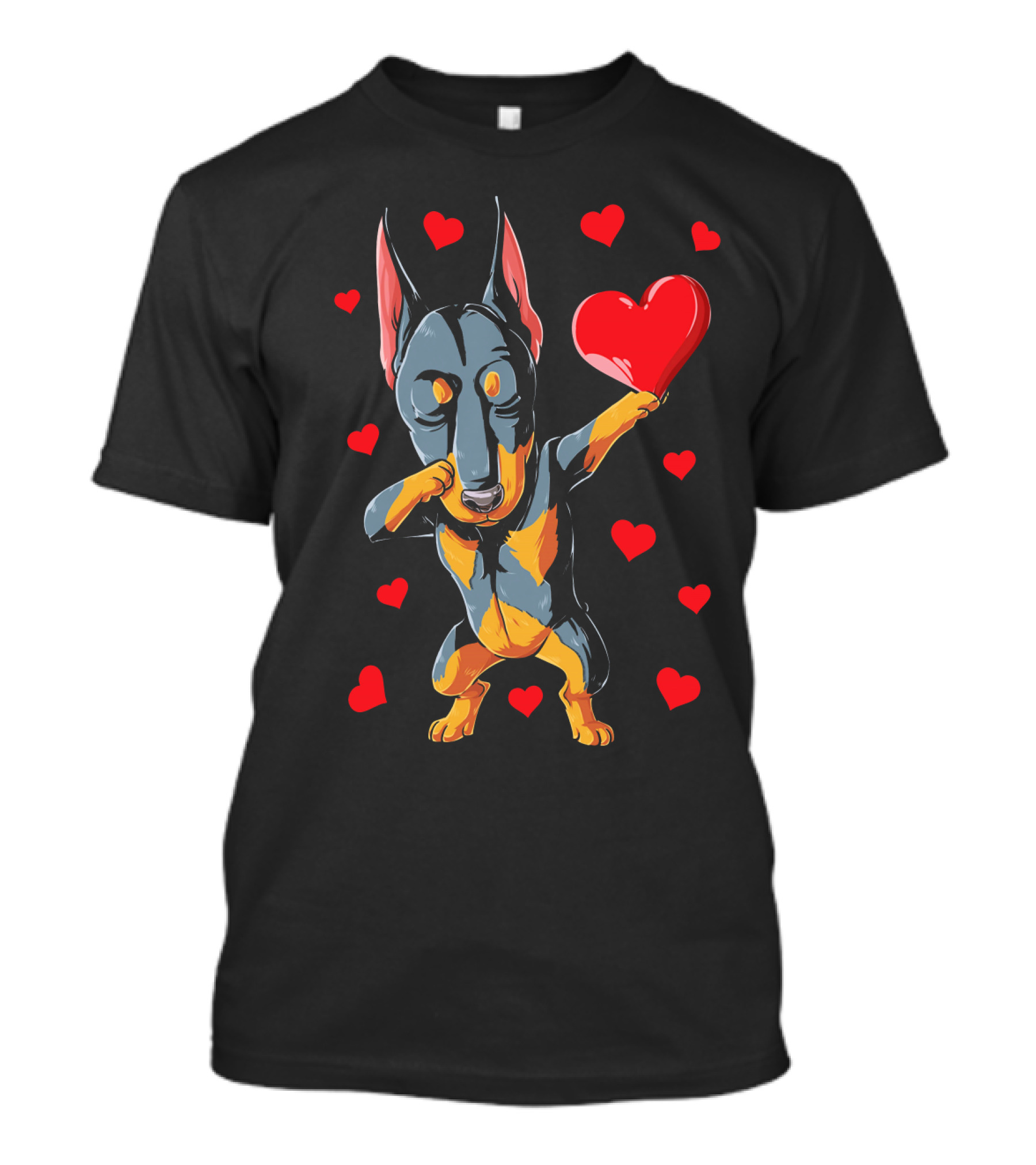 Dabbing Doberman Valentines Day Dog Love Heart T-Shirt