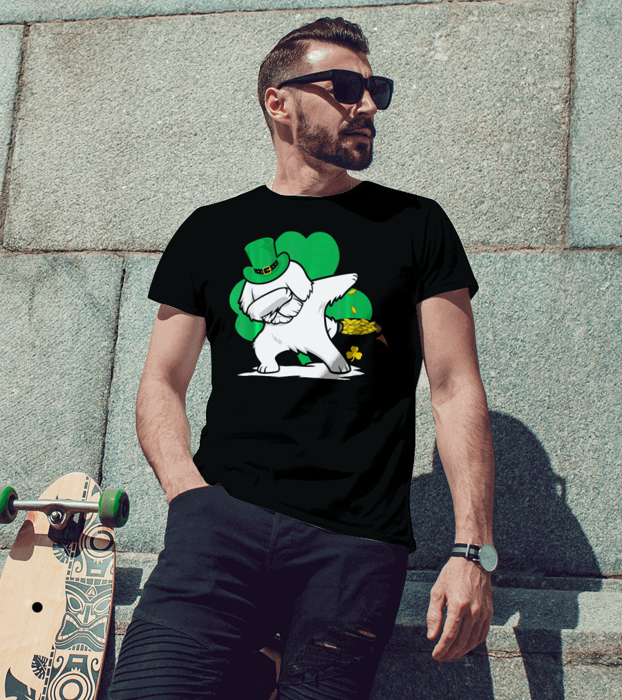 Maltese Dog Dabbing Leprechaun Dance St Patricks Day T-Shirt