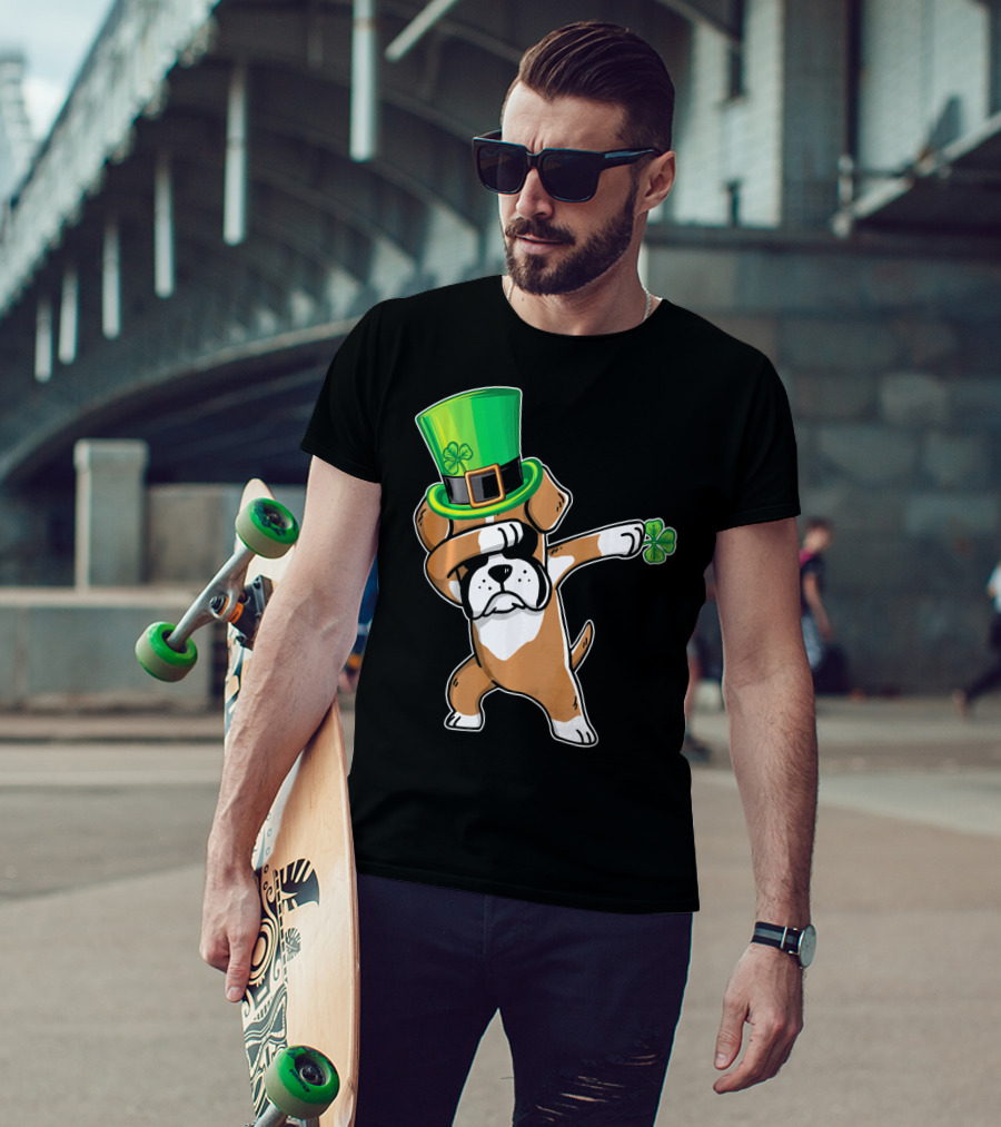 Funny Boxer Dog Dabbing St. Patrick's Day Dance T-Shirt