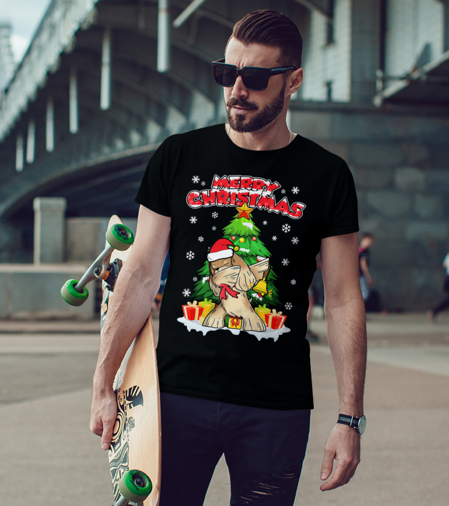 Merry Christmas Funny Dabbing Cocker Spaniel Holiday Tree Snowflakes Presents T-Shirt