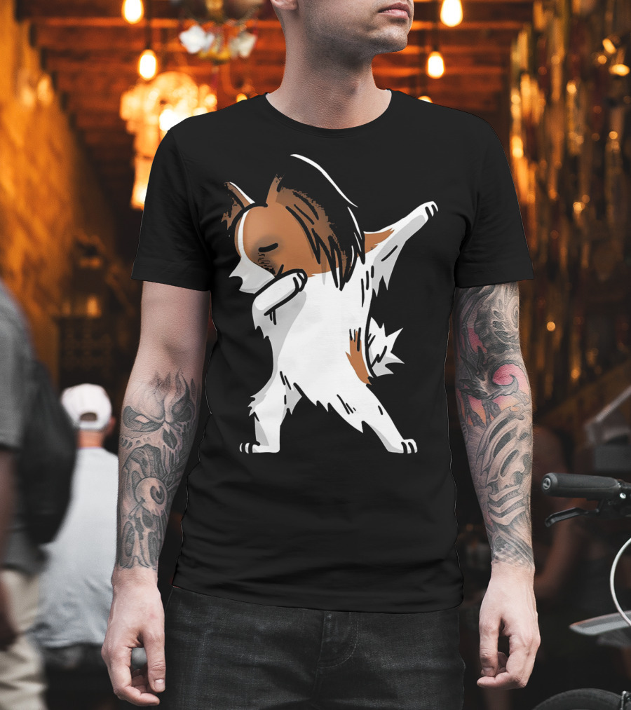Funny Dancing Papillon Dog Birthday Celebration Party T-Shirt