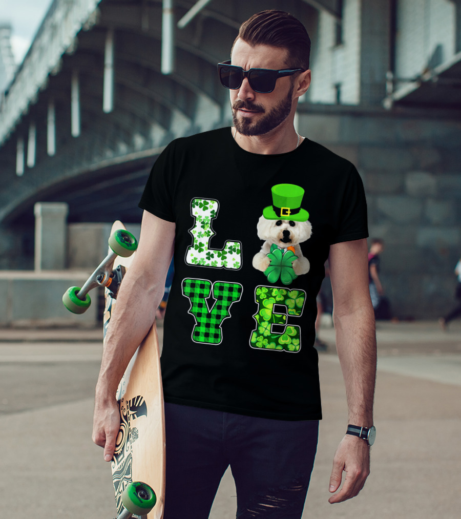 Funny St Patricks Day Maltese Love Shamrock Clovers T-Shirt