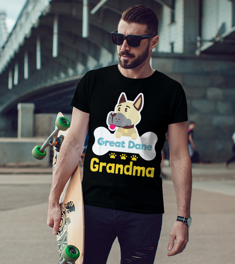Great Dane Grandma Dog Bone With Paw Prints T-Shirt