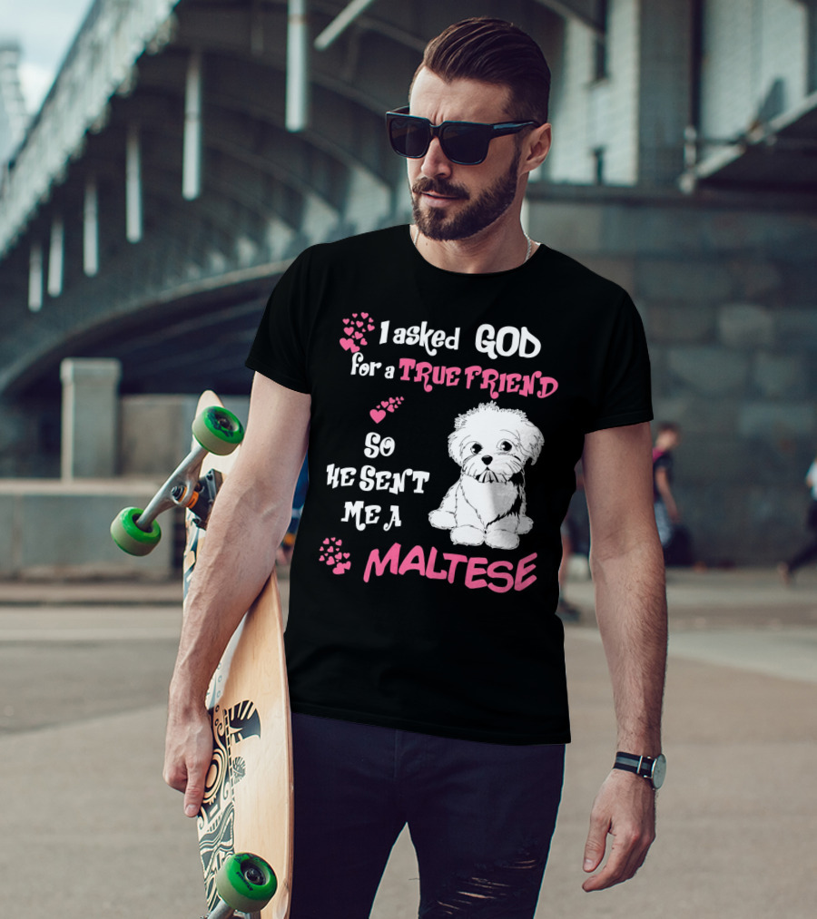 I Asked God For A True Friend So He Sent Me A Maltese T-Shirt