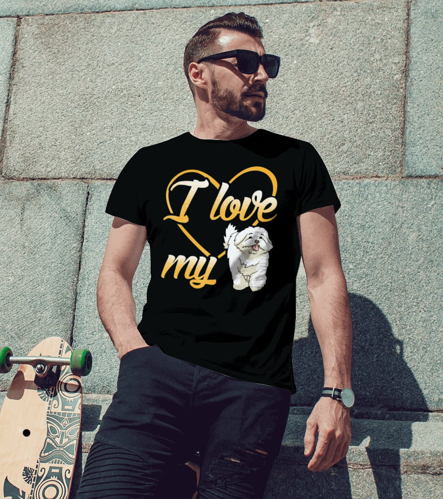 I Love My Maltese Dog Heart T-Shirt