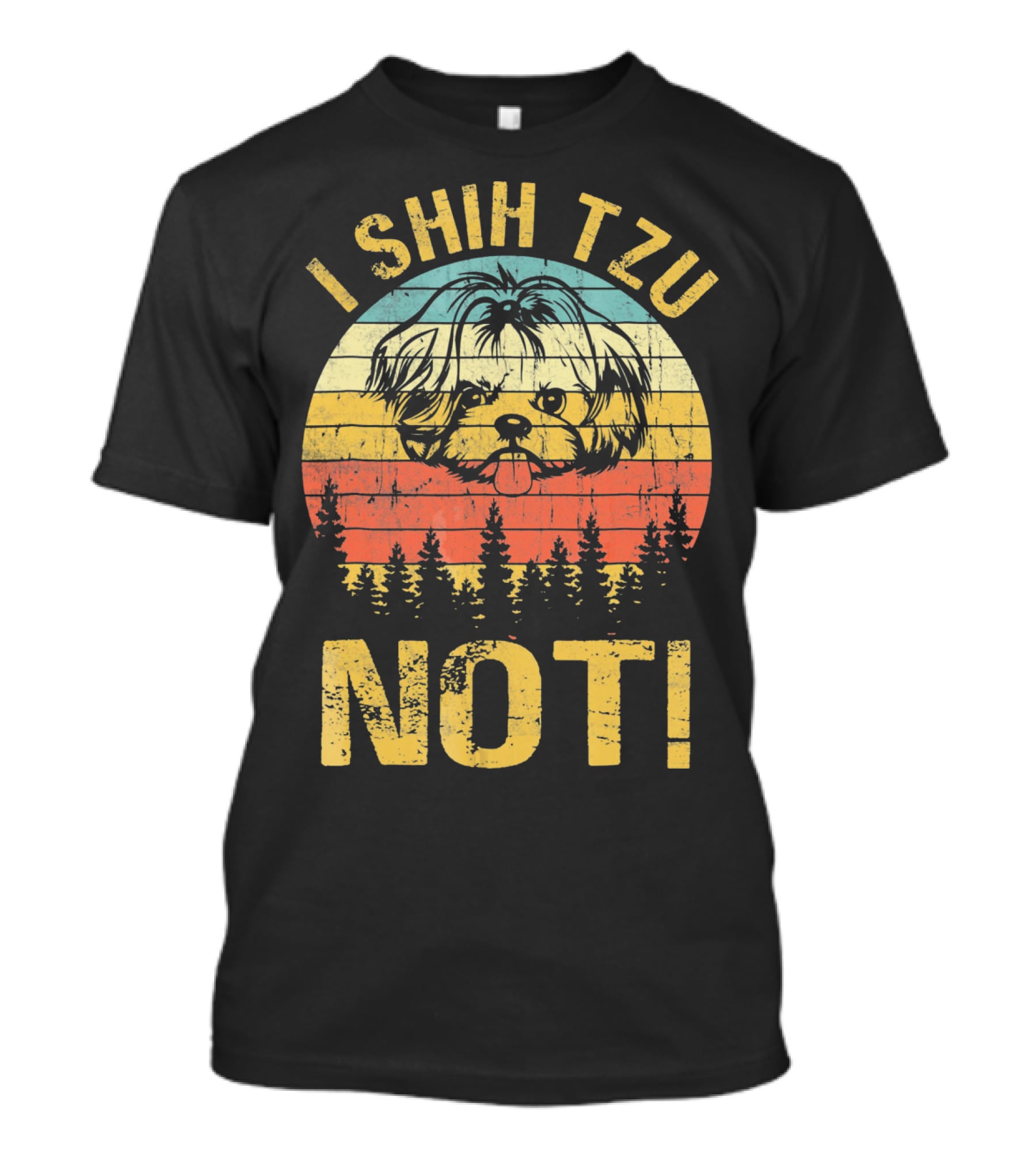 I Shih Tzu Not Vintage Shih Retro Dog Forest Stripes T-Shirt