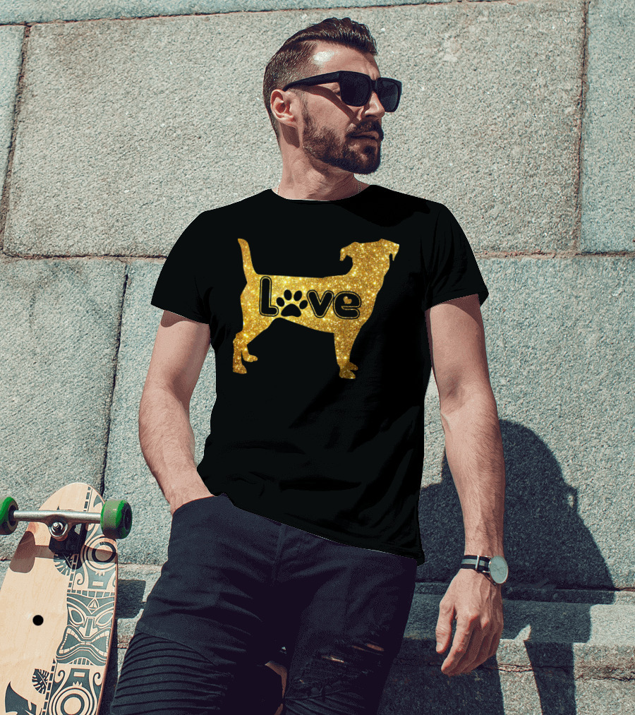 Jack Russell Gold Love Valentine Paw Print Dog T-Shirt