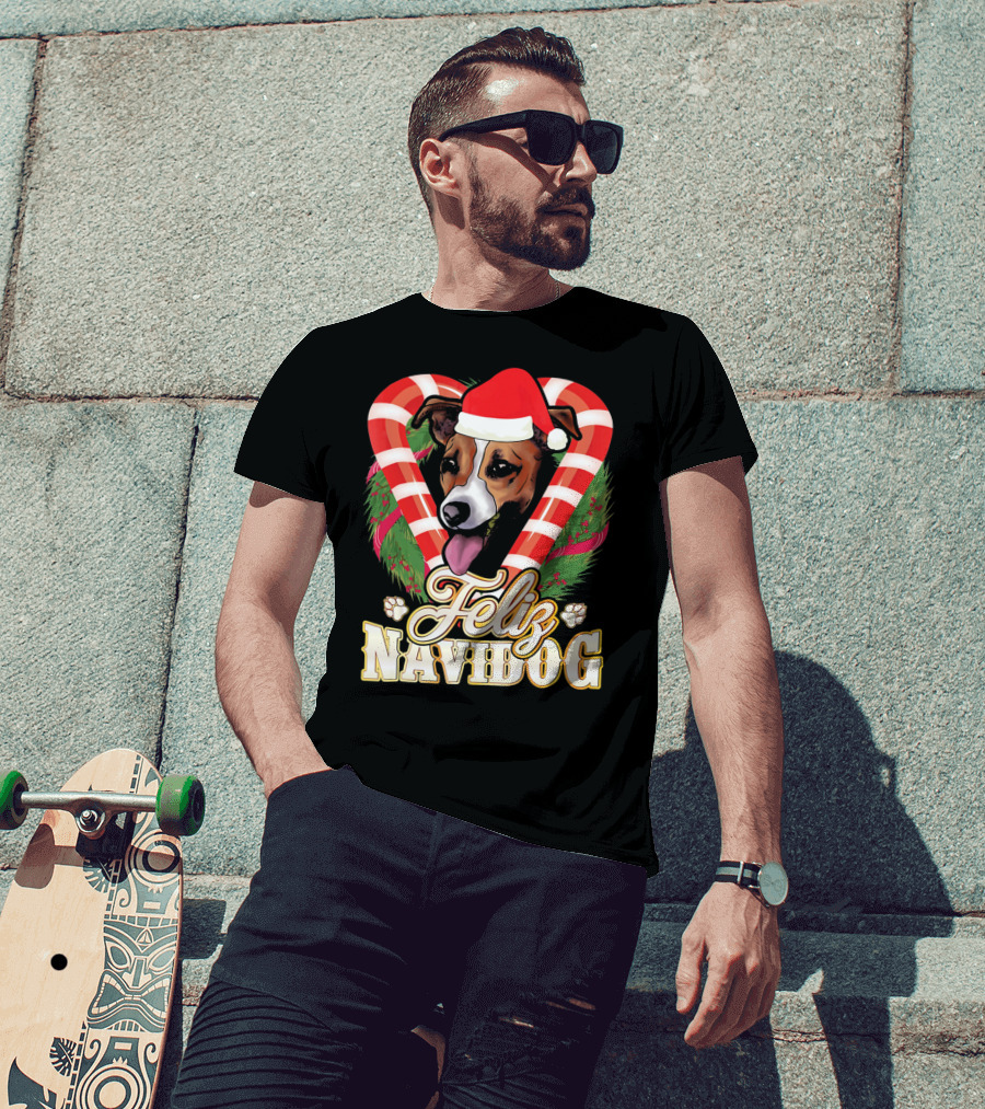 Feliz Navidog Jack Russell Terrier Santa Claus T-Shirt