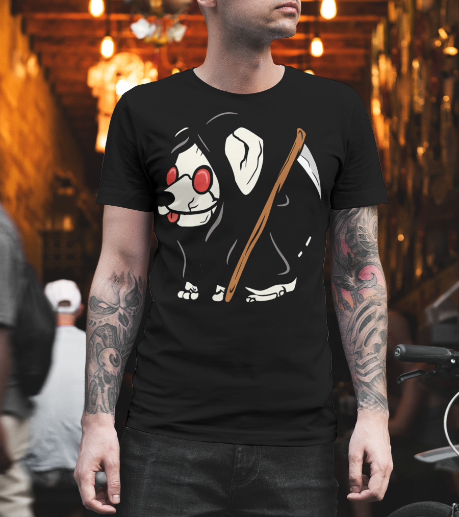 Jack Russell Terrier Reaper with Scythe and Red Glasses T-Shirt