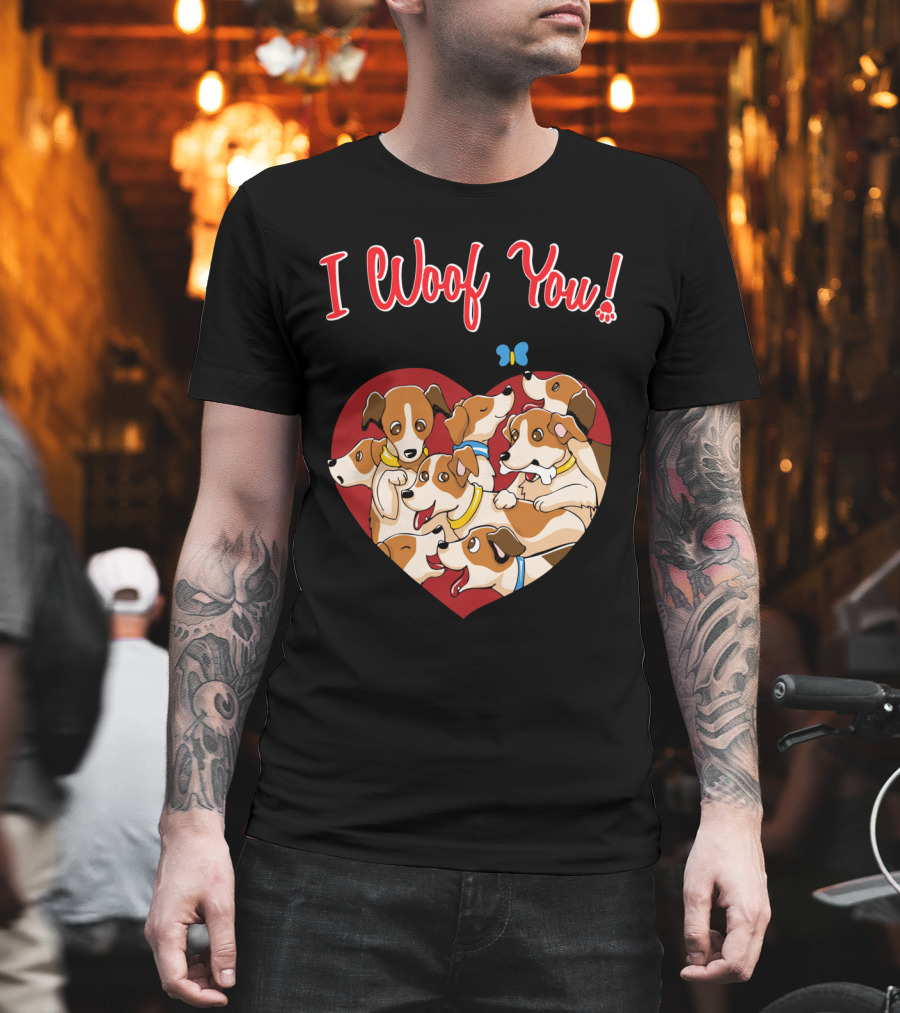 I Woof You Jack Russell Terrier Valentines Day Heart Puppies T-Shirt