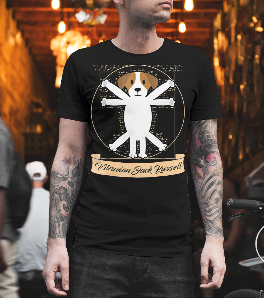 Vitruvian Jack Russell Terrier Man Dog T-Shirt