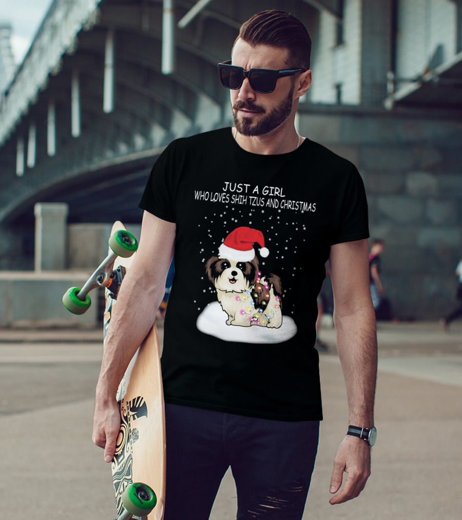 Just A Girl Who Loves Shih Tzu And Christmas T-Shirt