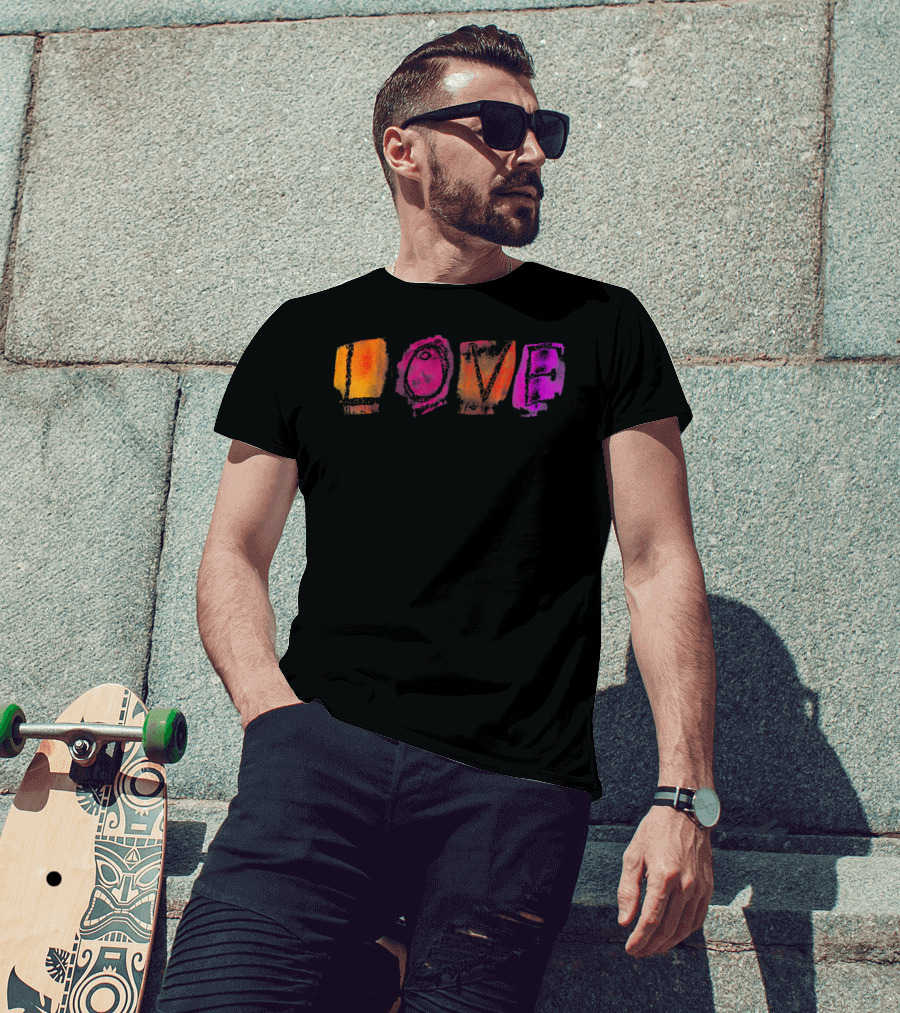 Love Colorful Watercolor Block Style Vibrant Letters T-Shirt