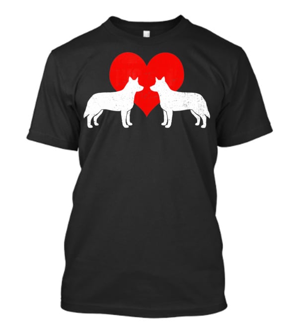 Australian Blue Heeler Heart Silhouette Valenti T-Shirt