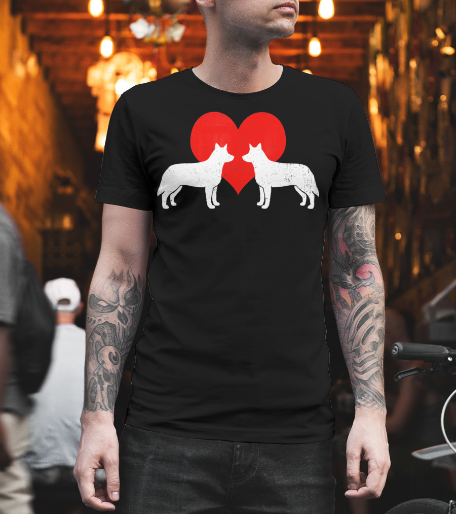 Australian Blue Heeler Heart Silhouette Valenti T-Shirt