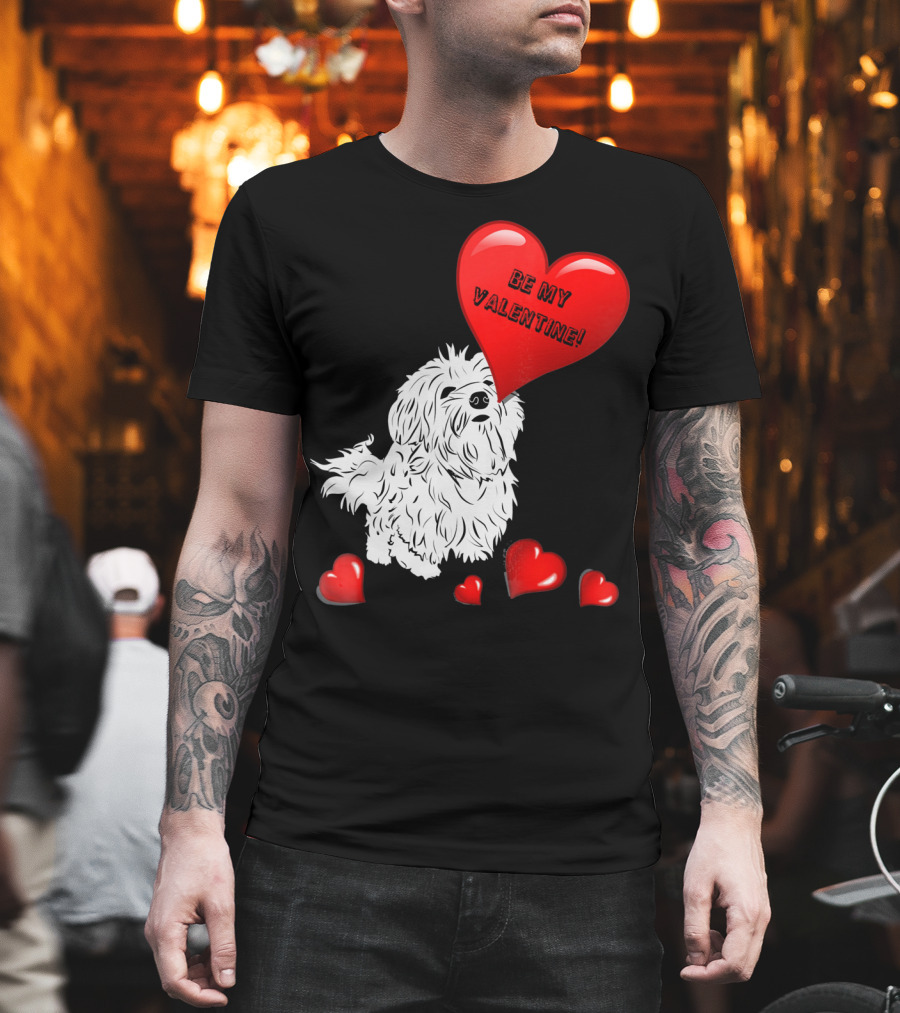Be My Valentine Maltese Dogs In Love With Red Hearts T-Shirt