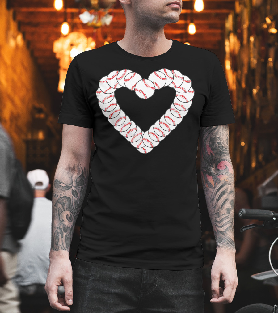 Baseball Heartbeat Valentine Heart with Baseballs T-Shirt