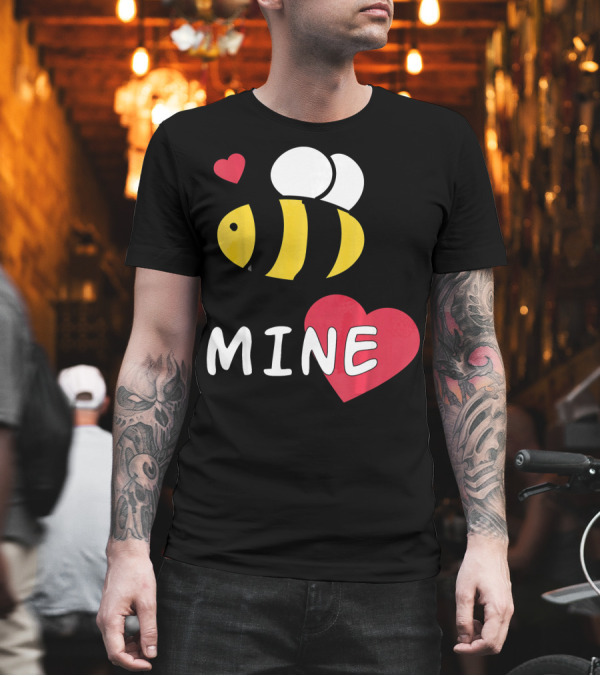 Bee Mine Valentine's Day Puns with Hearts T-Shirt Bee Mine Valentine's Day Puns with Hearts T-Shirt