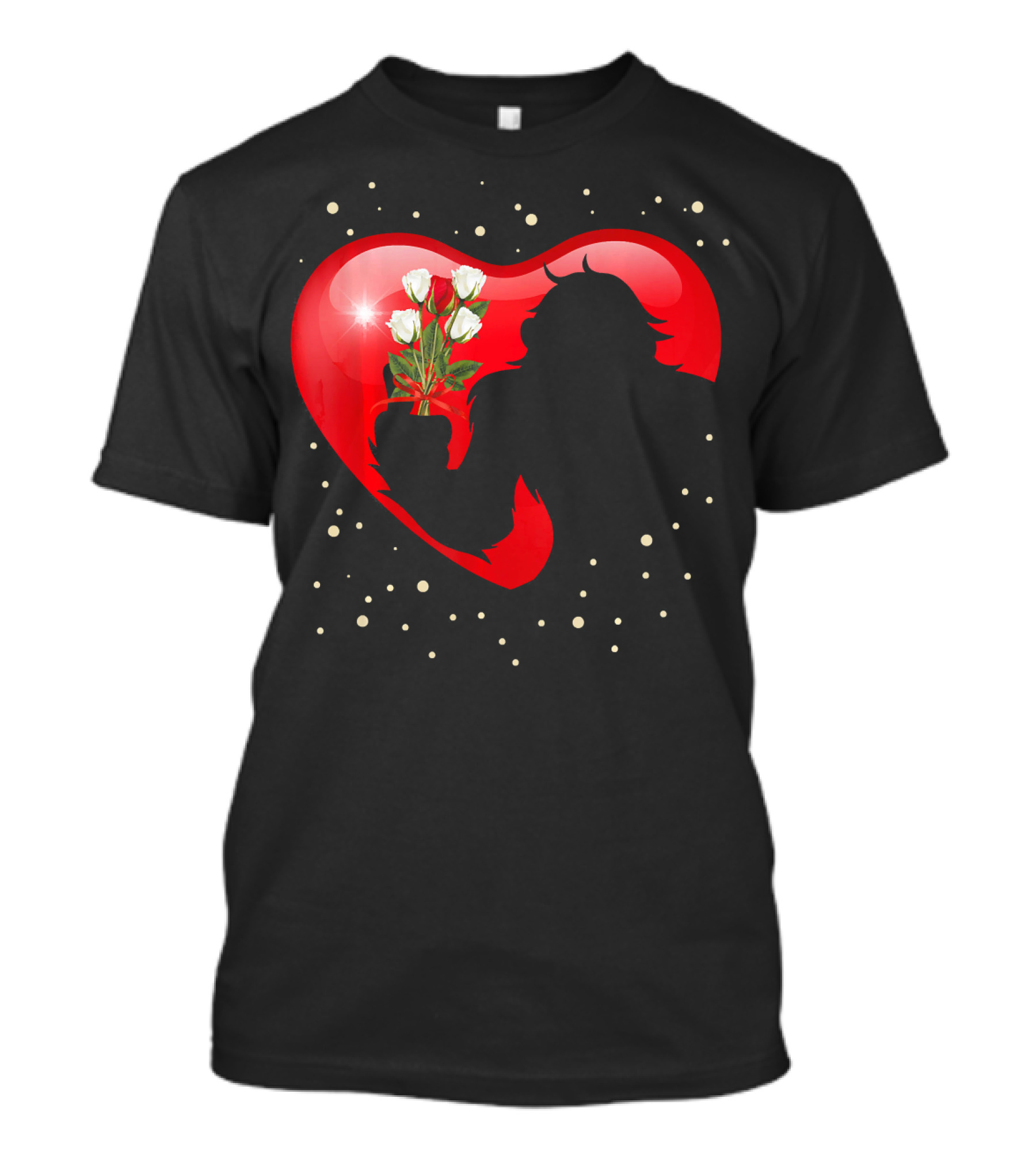 Bigfoot Red Heart White Flower Valentine's Day T-Shirt