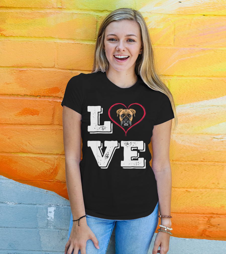 Boxer Dog Love Heart Va Dog Mom T-Shirt