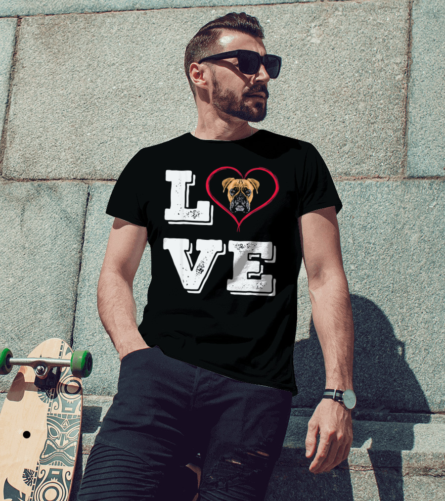 Boxer Dog Love Heart Va Dog Mom T-Shirt
