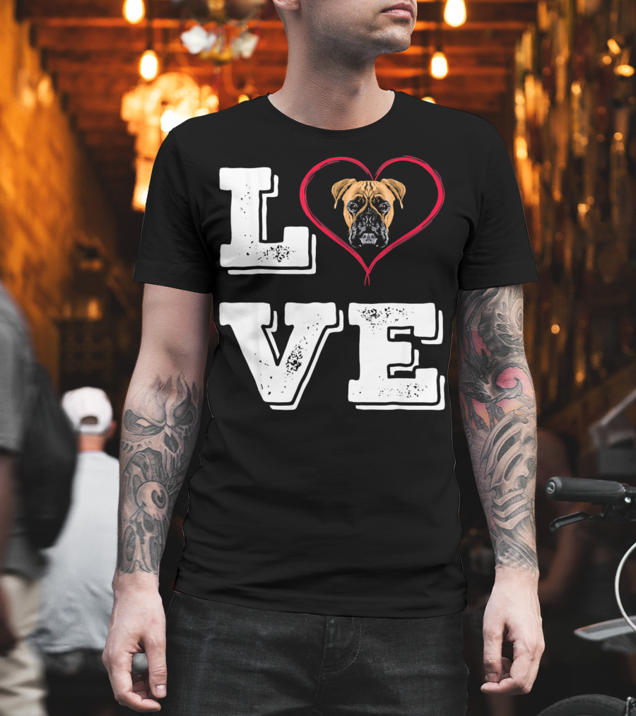 Boxer Dog Love Heart Va Dog Mom T-Shirt