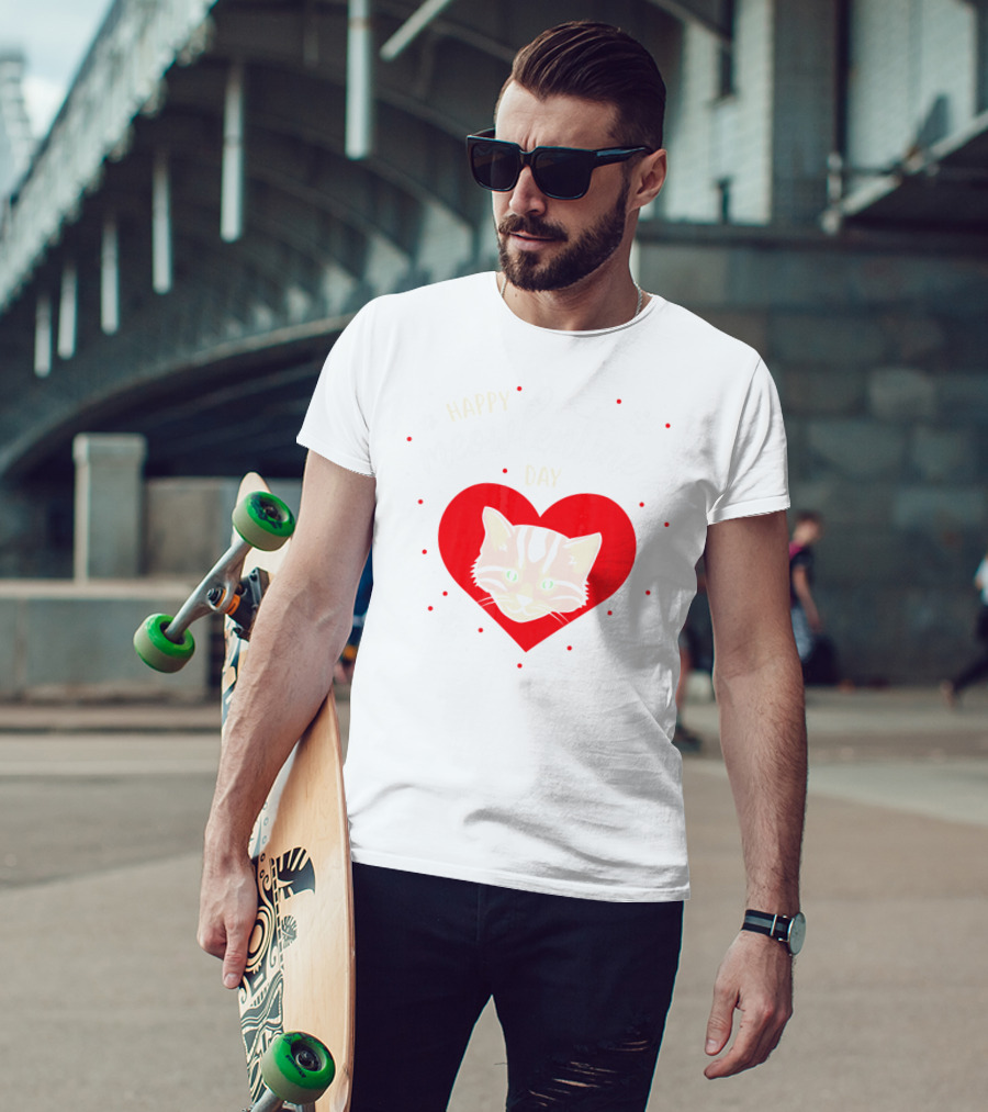 Happy Meowlentines Day Cat Heart Paws T-Shirt