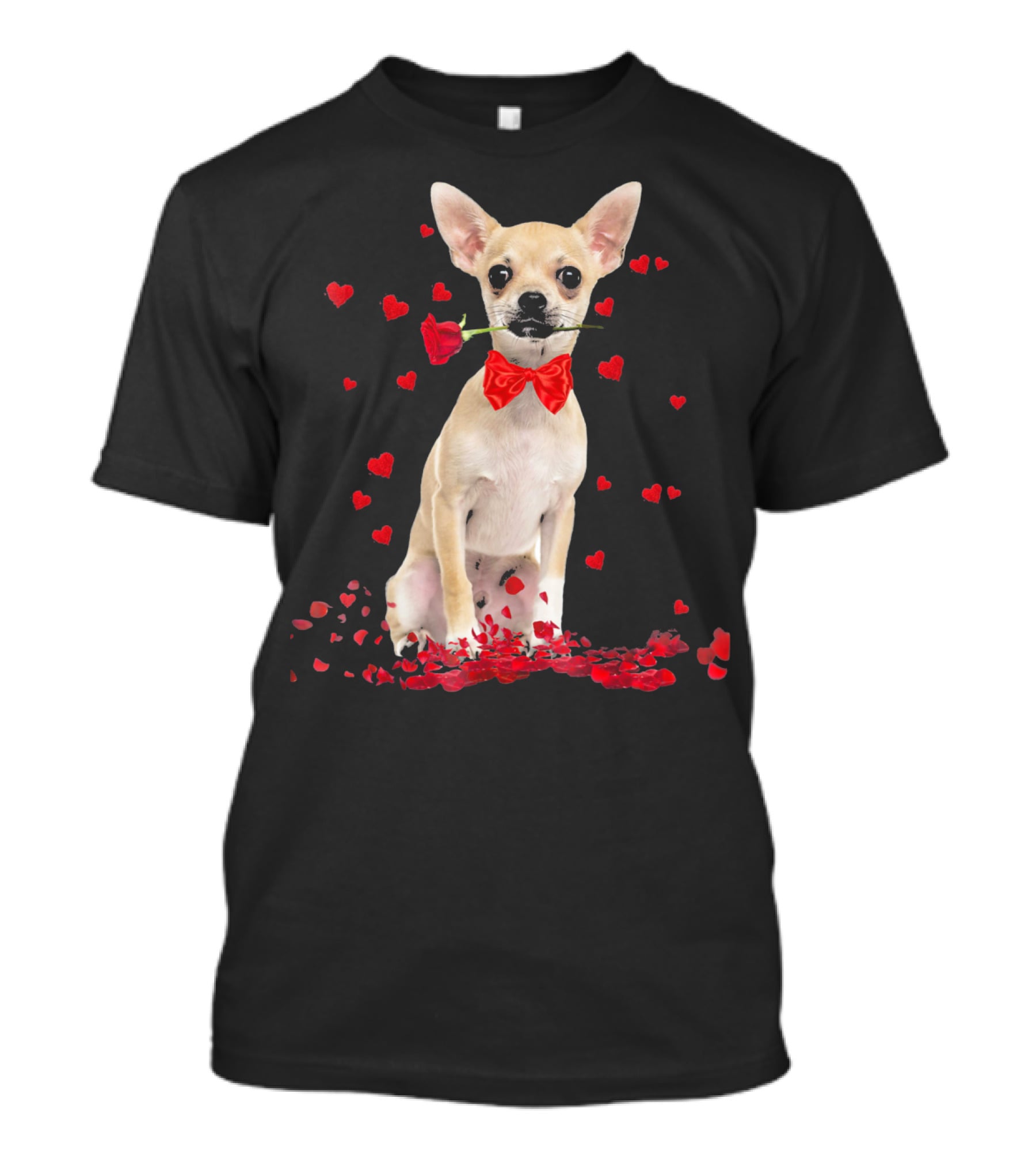 Chihuahua Valentine's Day Rose And Hearts T-Shirt