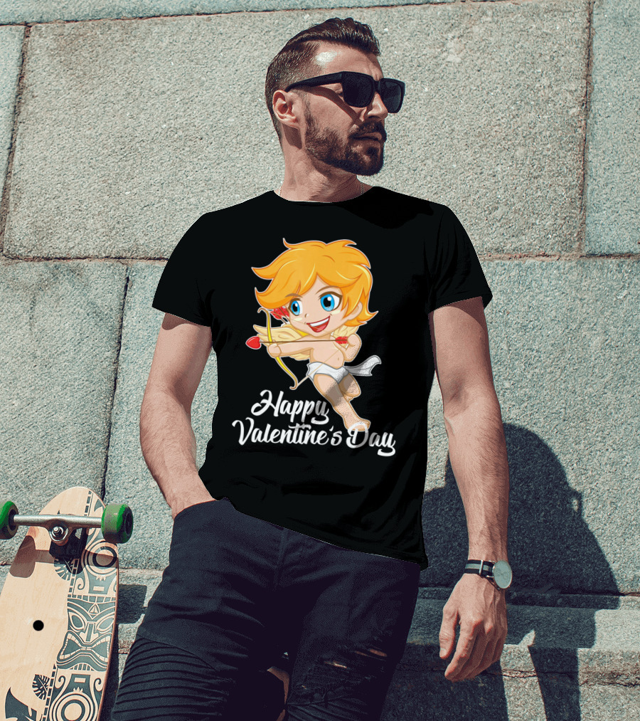 Happy Valentine's Day Cupid Bow And Heart Arrow T-Shirt