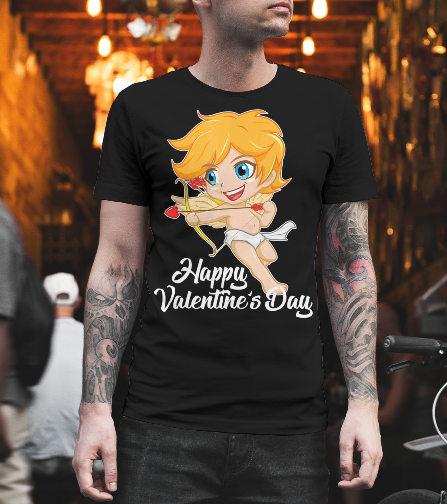 Happy Valentine's Day Cupid Bow and Heart Arrow T-Shirt