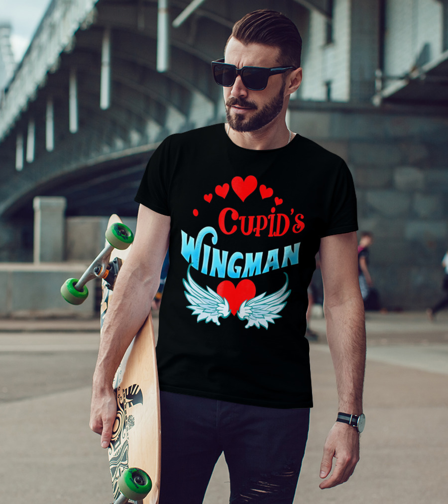 Cupid's Wingman Valentine's Hearts And Wings T-Shirt