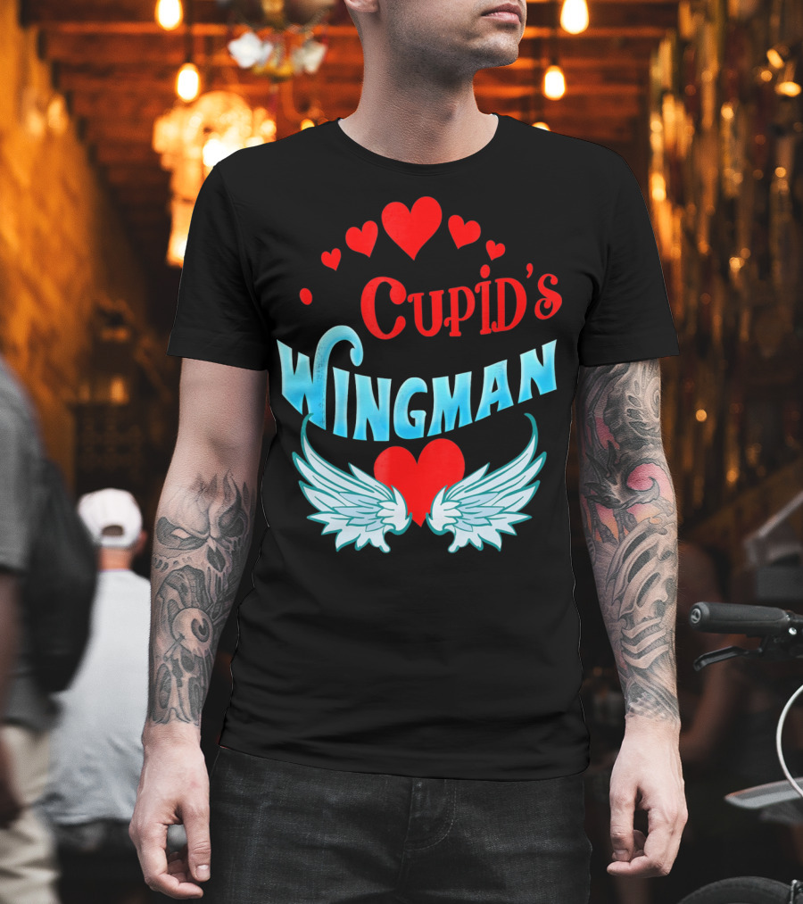 Cupid's Wingman Valentine's Hearts and Wings T-Shirt