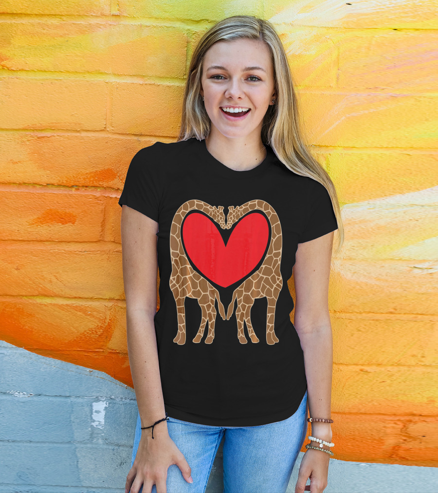 Cute Giraffe Heart Shape Valentine Fun T-Shirt