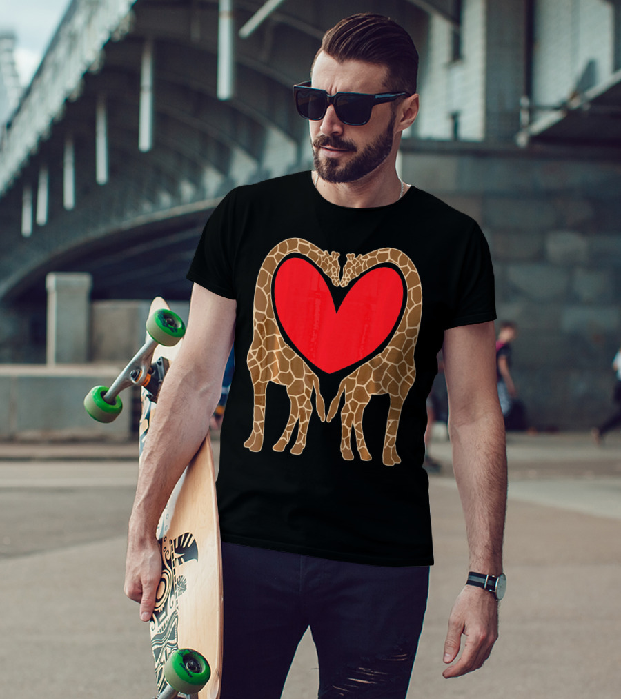 Cute Giraffe Heart Shape Valentine Fun T-Shirt