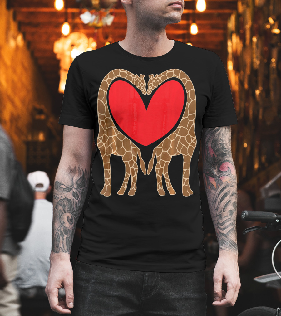 Cute Giraffe Heart Shape Valentine Fun T-Shirt