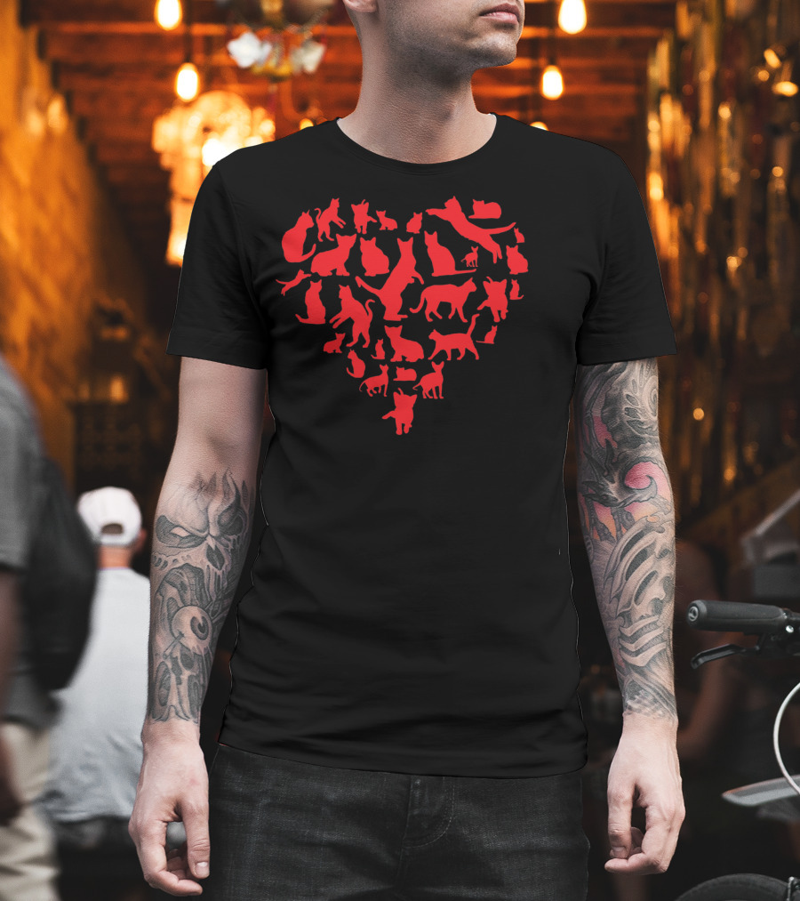 Cute Kids Valentines Day Cat Heart T-Shirt