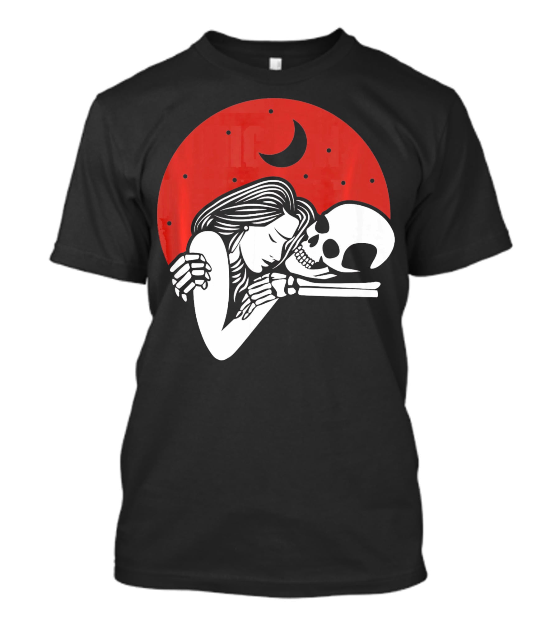 Cute Skeleton Romantic Valentines Moon Embrace T-Shirt