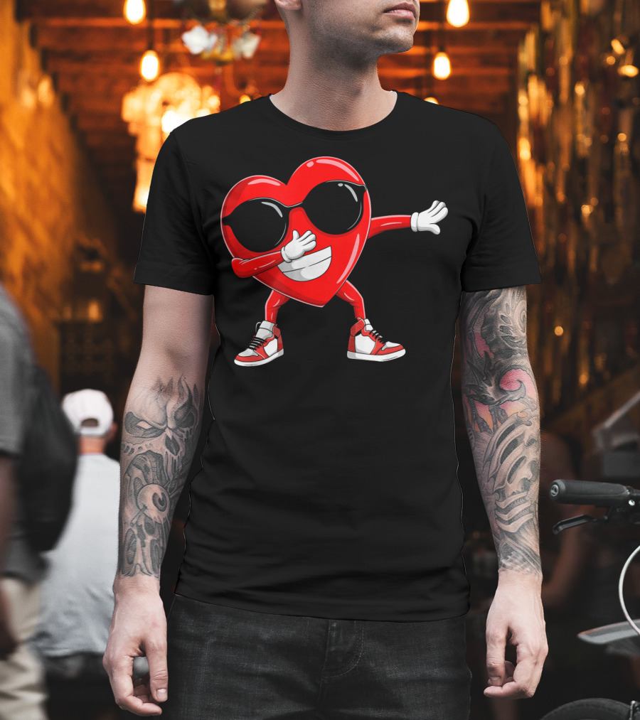 Dabbing Heart With Sunglasses Valentine's Day Cute T-Shirt