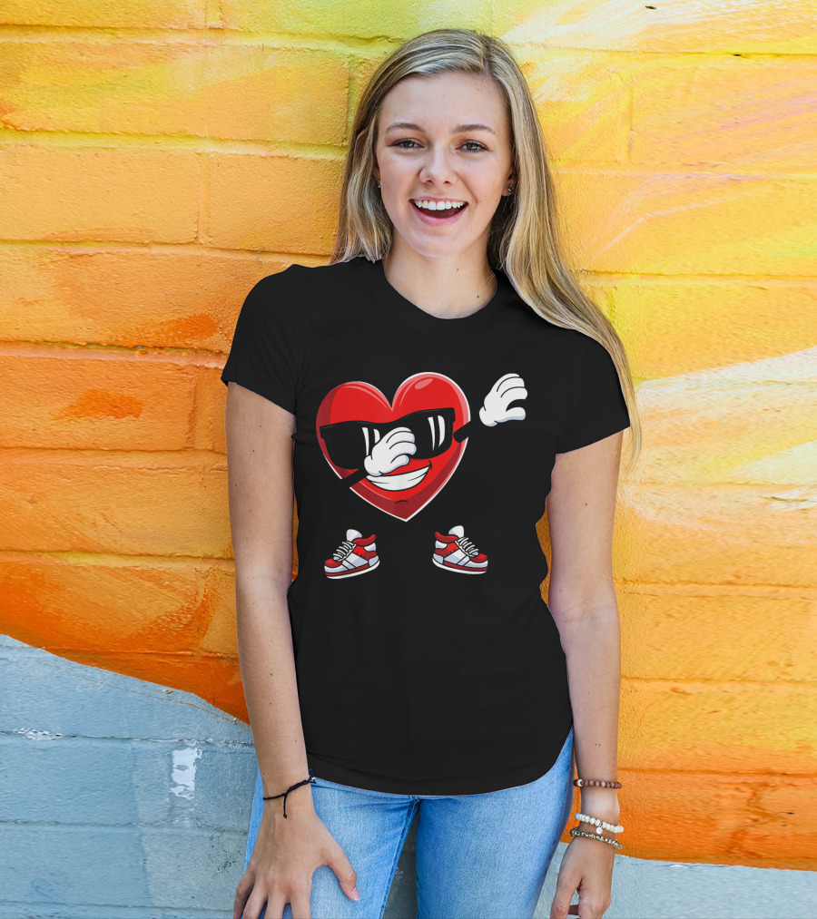 Dabbing Heart With Sunglasses Sneaker Dance T-Shirt