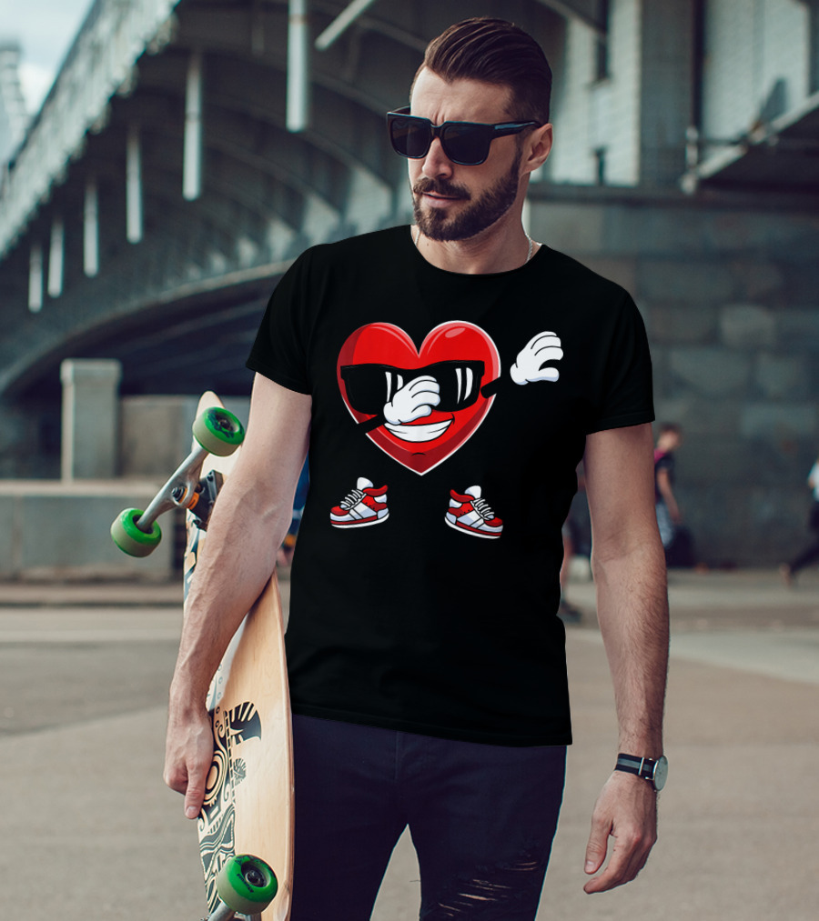 Dabbing Heart With Sunglasses Sneaker Dance T-Shirt
