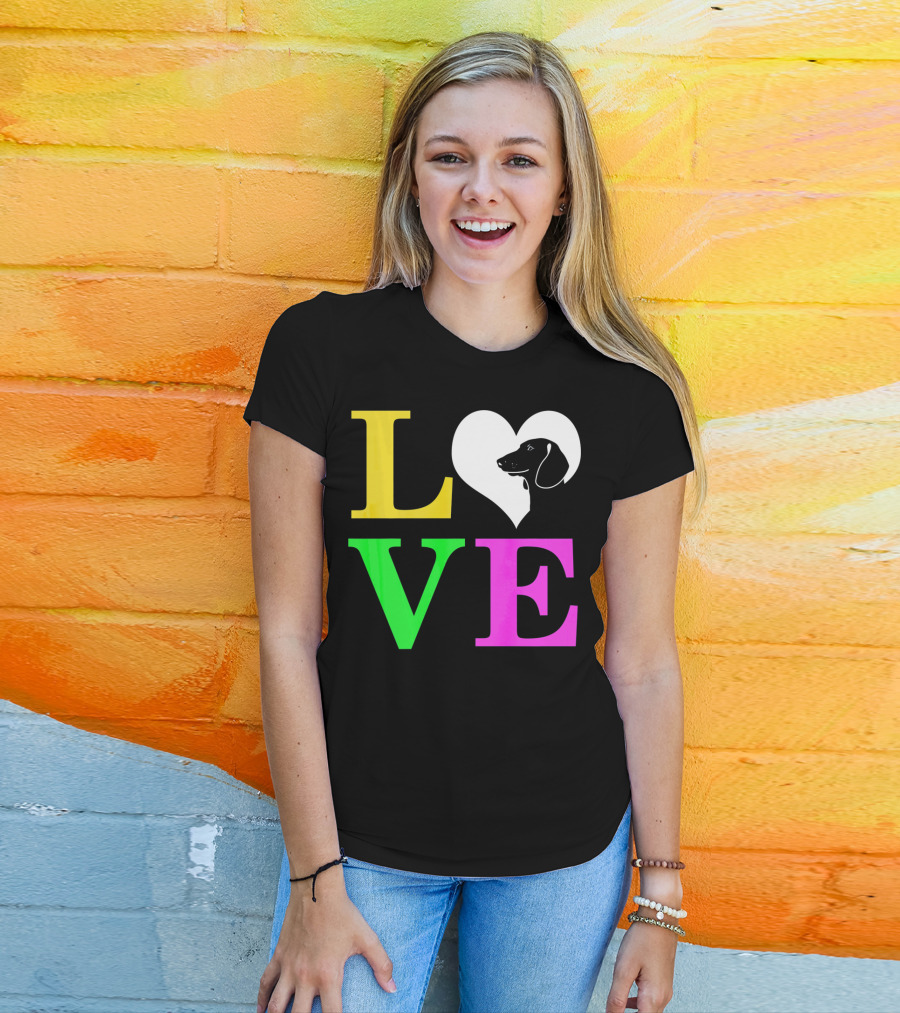 LOVE Dachshund Dog Heart Valentines T-Shirt