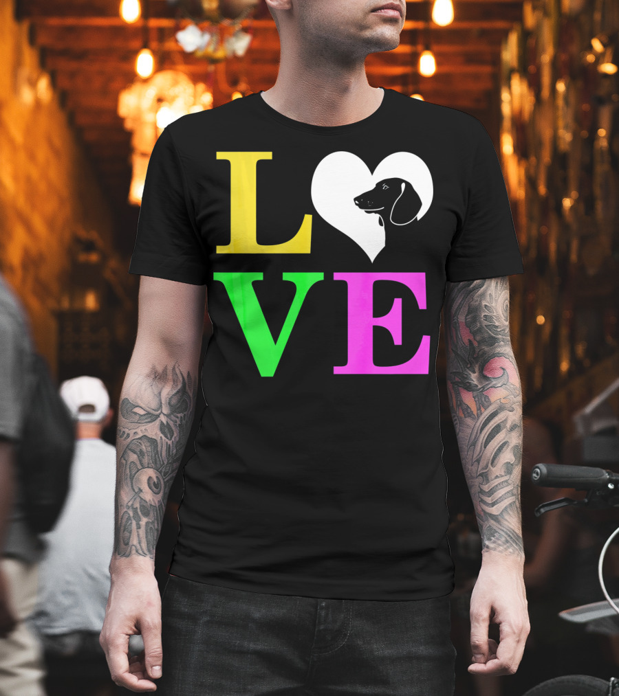 LOVE Dachshund Dog Heart Valentines T-Shirt