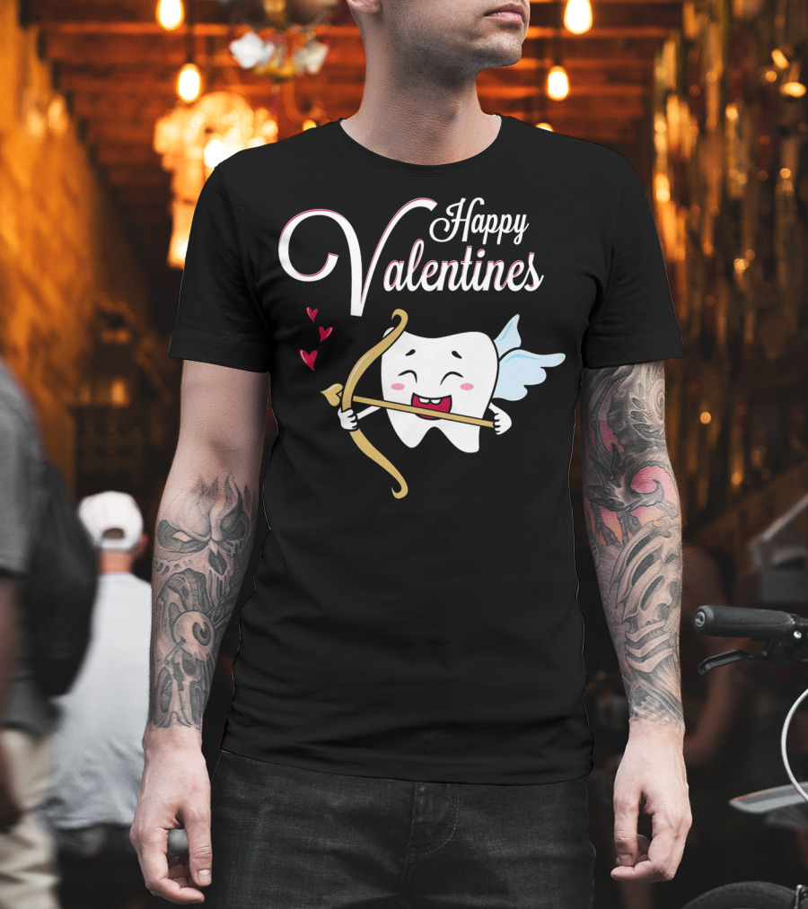 Happy Valentines Dental Hygienist Dentist Tooth Cupid T-Shirt