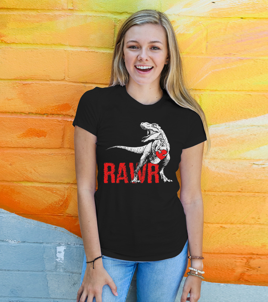 RAWR Dinosaur Valentine Heart T-Shirt